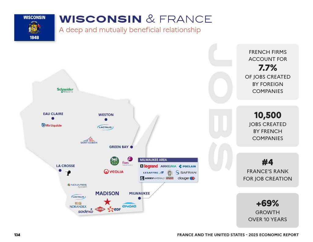 Map of French Economic Impact on the state of Wisconsin